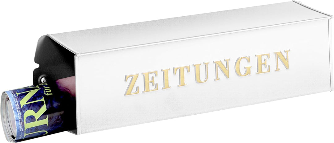 Burg-Wächter Zeitungsrolle mit Metall-Seitendeckel, Briefkastenergänzung, Eckig, Verzinkter Stahl, 8