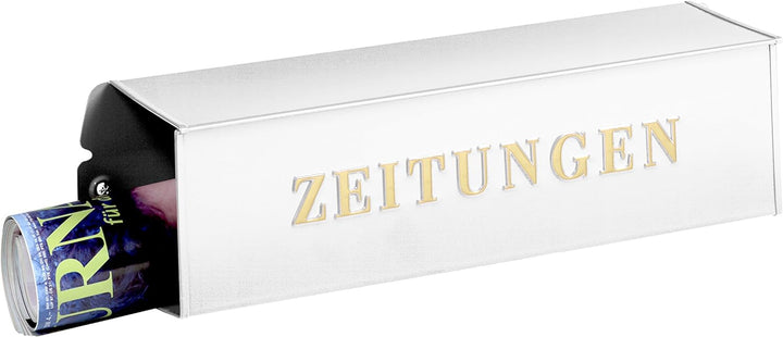 Burg-Wächter Zeitungsrolle mit Metall-Seitendeckel, Briefkastenergänzung, Eckig, Verzinkter Stahl, 8