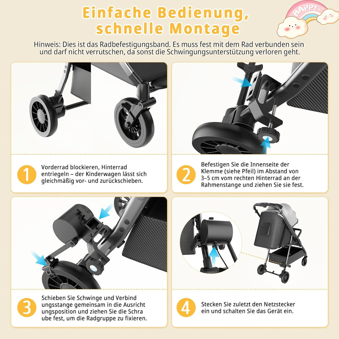 Kinderwagenschaukler, Unterstütztes Schaukeln des Kinderwagens, Baby Schlafhilfe, Sanftes Schaukeln,