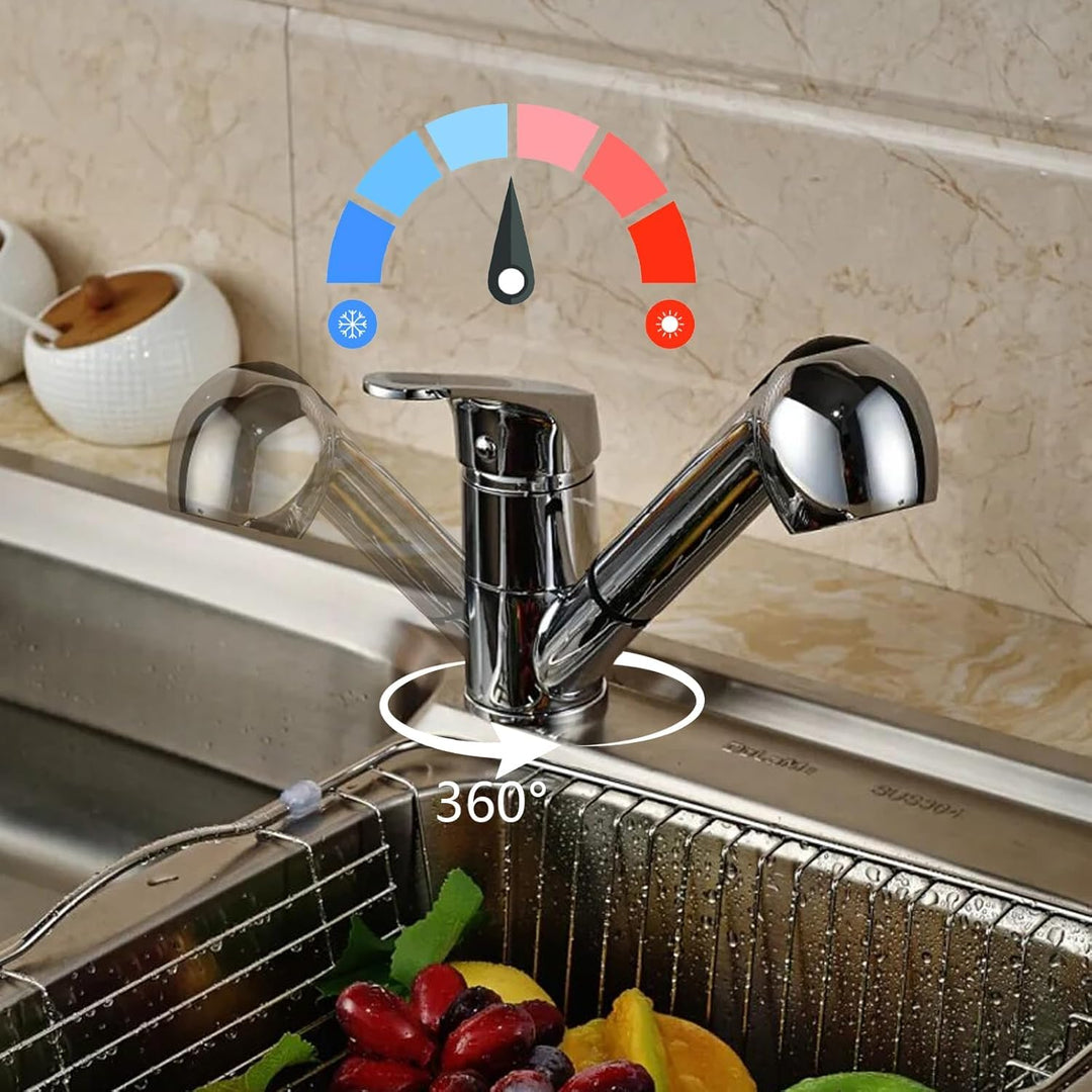 Minnhua Wasserhahn Küche Ausziehbar Küchenarmatur mit 2 Strahlarten Brause 360 ° Drehbare Wasserhahn