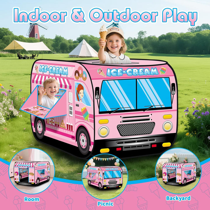 deAO Faltbares Spielzelt für Kinder im Eiswagen-Design.Grossartiges Geschenk für den Innen- und Auss