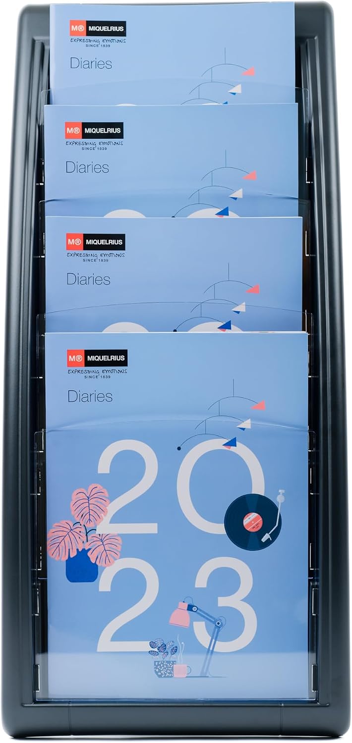 Fast Paper Quick Fit Prospekt-Wandhalter (5 x 1/3 A4 Fächer, B 18 x T 9,5 x 65 cm), schwarz