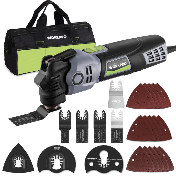 WORKPRO Oszillationswerkzeug, 400W Multifunktionswerkzeug mit 23 Zubehörteilen & Tasche, 6 Geschwind