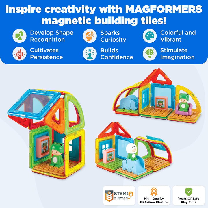 Magformers Cube House Frog 20-Piece Magnetic Construction Toy. STEM Set with Magnetic Shapes and Acc
