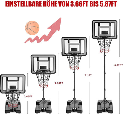 fisca Basketballkorb Kinder mit elektronischer Anzeigetafel, einstellbare Höhe 3,65ft-5,9ft Basketba