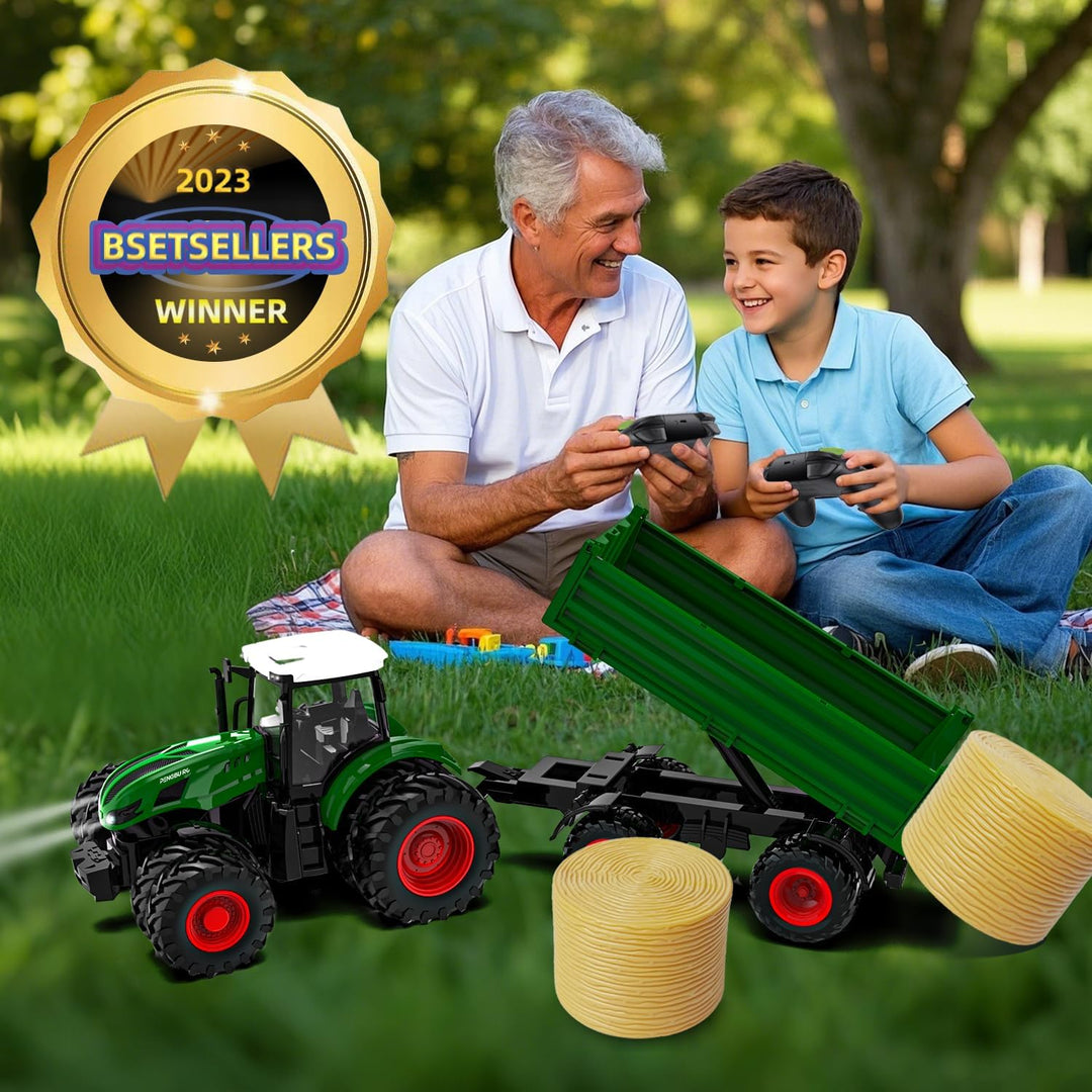 Ferngesteuerter Traktor Ferngesteuert, Traktor Spielzeug ab 2 3 4 5 6 Jahre, Rc Traktor mit Anhänger