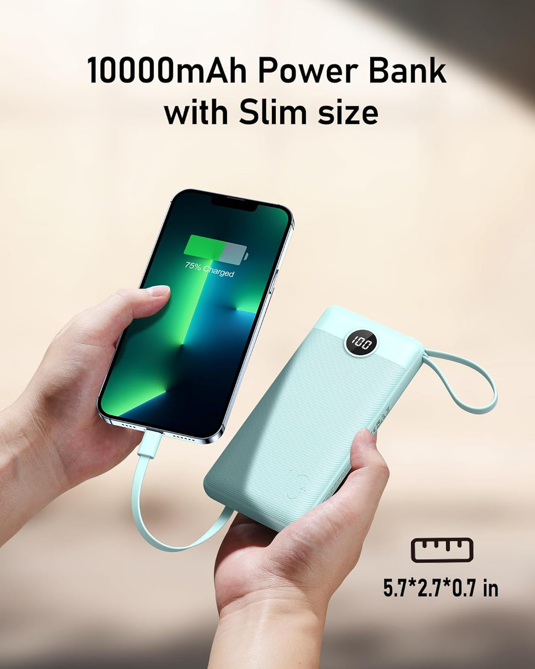 Powerbank 10000mAh Power Bank mit Kabel VEEKTOMX USB C Powerbank Externe Handyakkus mit 5 Ausgängen