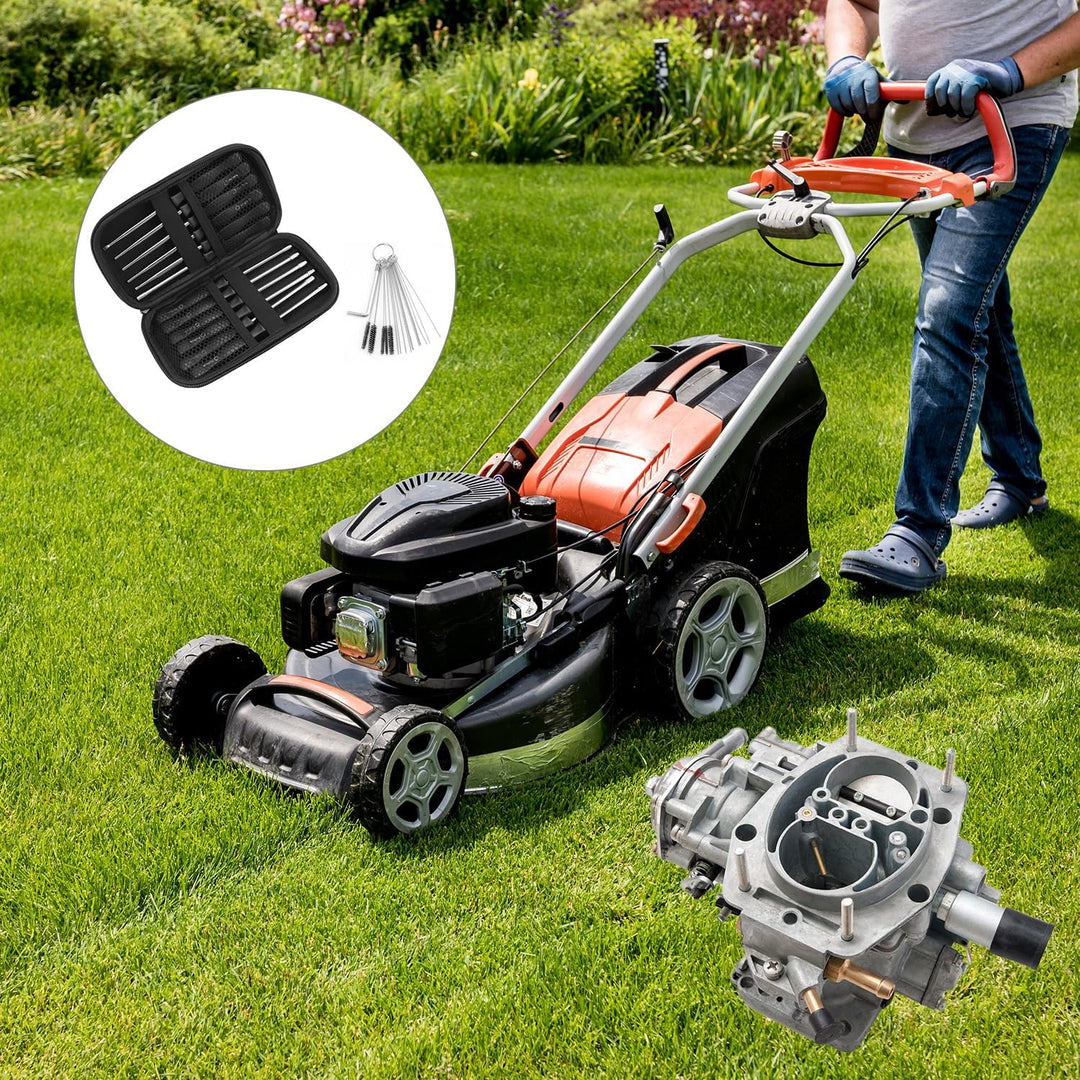 QWORK® 12 Stück Vergaser schraubendreher mit vergaser-reinigungsbürstennadel für 2-Takt-Kleinmotoren