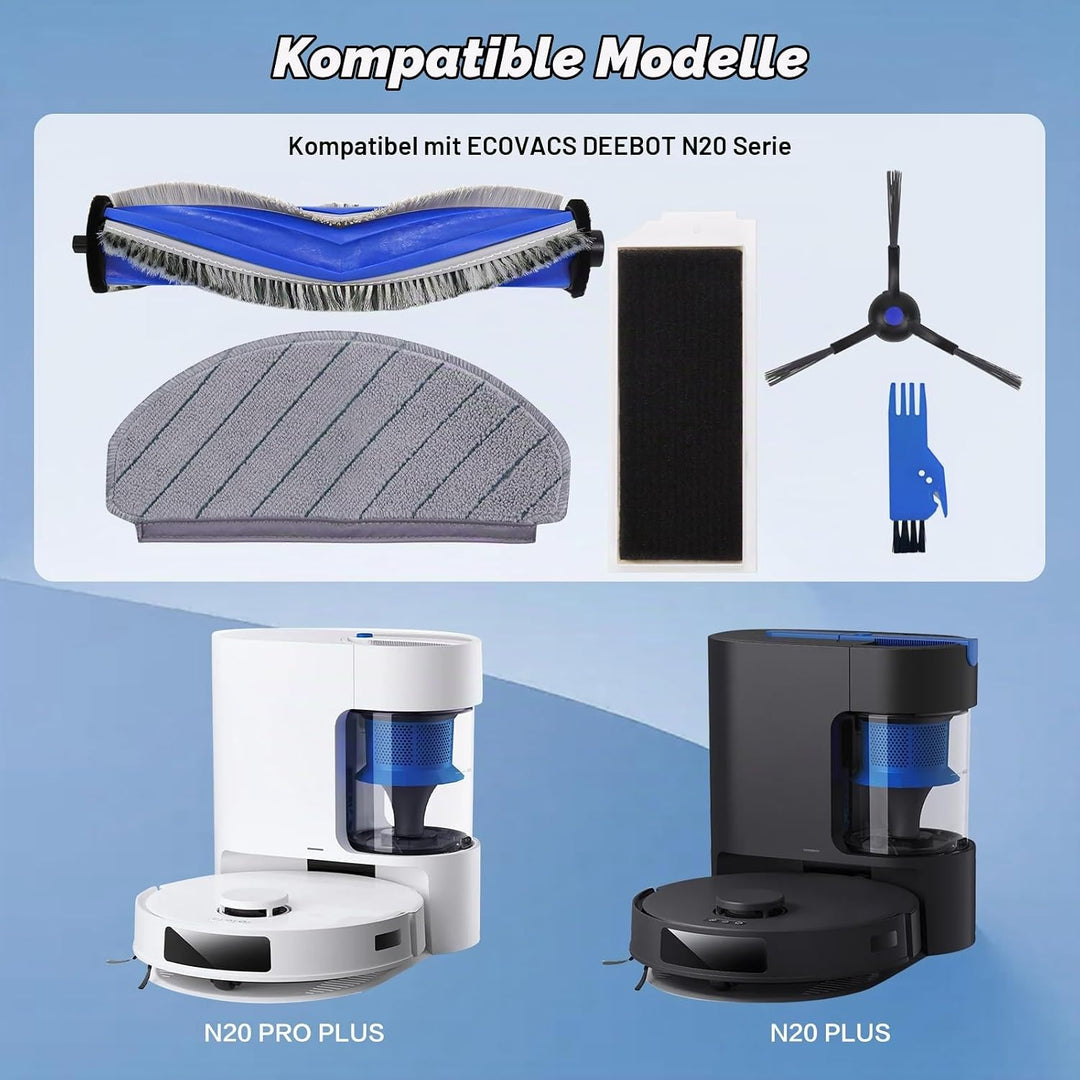 N20 Zubehör Ersatz Kompatibel für ECOVACS DEEBOT N20, N20 Plus, N20 Pro Plus Saugroboter, 1 Hauptbür