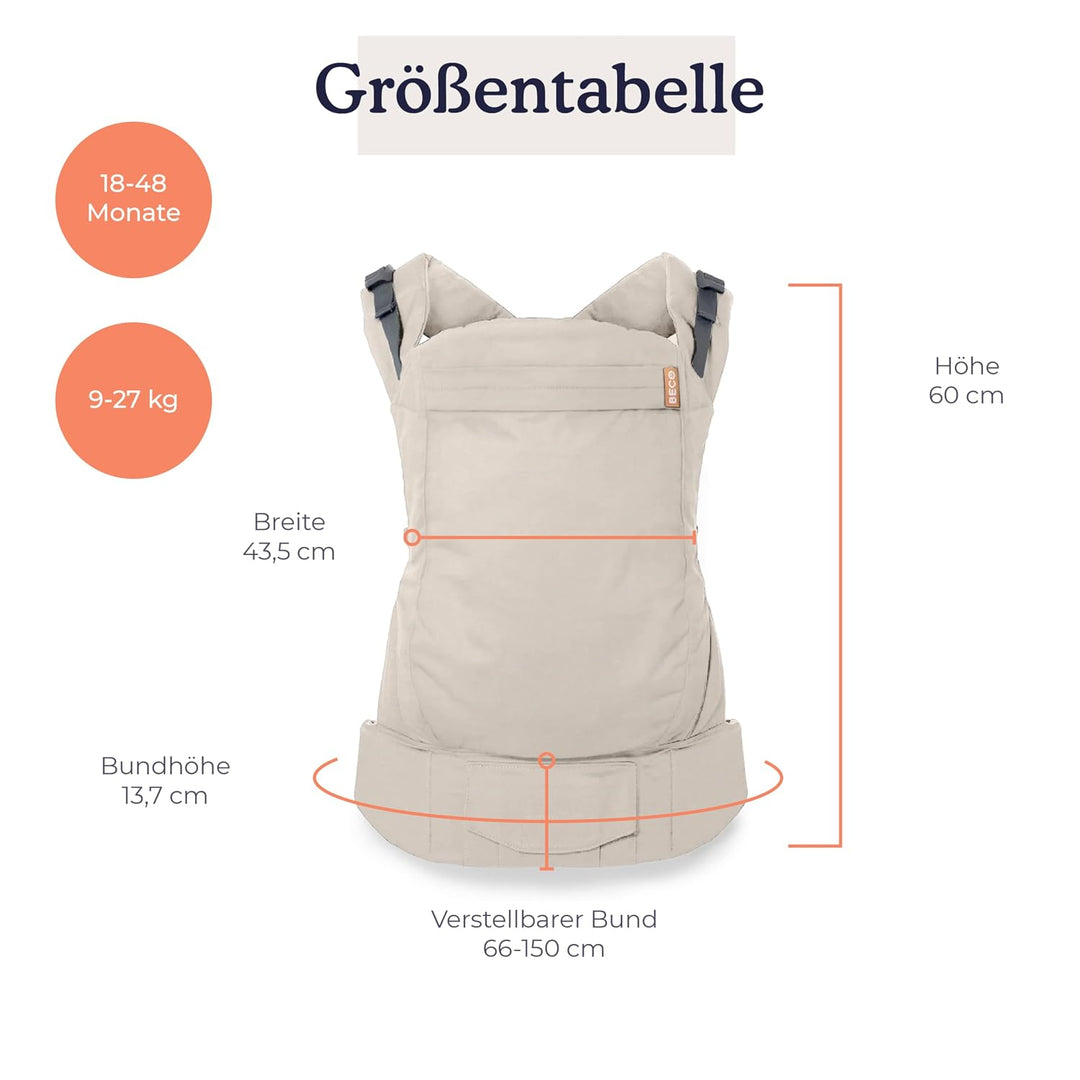 Beco Toddler Babytrage &amp; Kindertrage (9-27 kg) - 100% Baumwoll Trage Kleinkind, Leicht &amp; Atmungsakti
