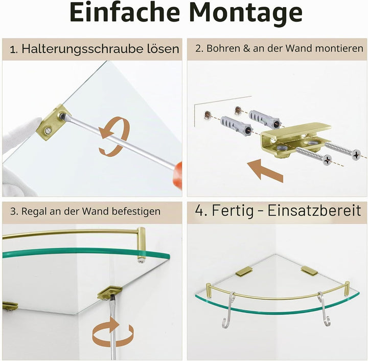 KES Duschablage Ecke Eckregal Duschregal Glasregal Duschablage Glas Hartglas Wandregal Badregal Dusc