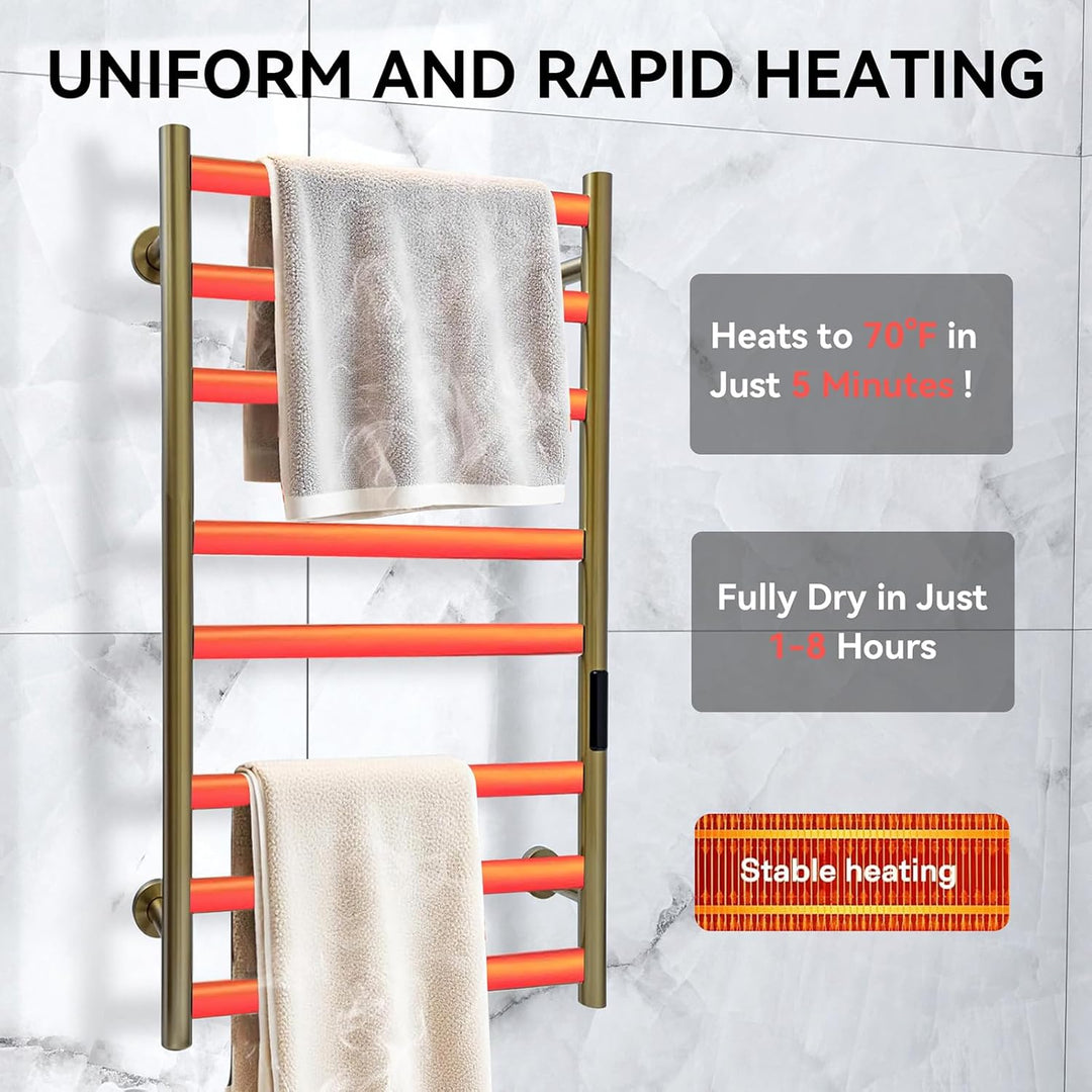 DUDYP Handtuchwärmer, Mit 1-8 Std. Timer, Beheizter Handtuchhalter Mit Temperaturregelung, Mattschwa