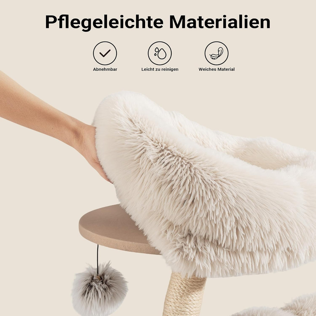Fudajo Designer Kratzbaum 49 x 49 x 74 cm, Katzenkratzbaum mit Plüsch und Sisal, Kletterbaum für Kat