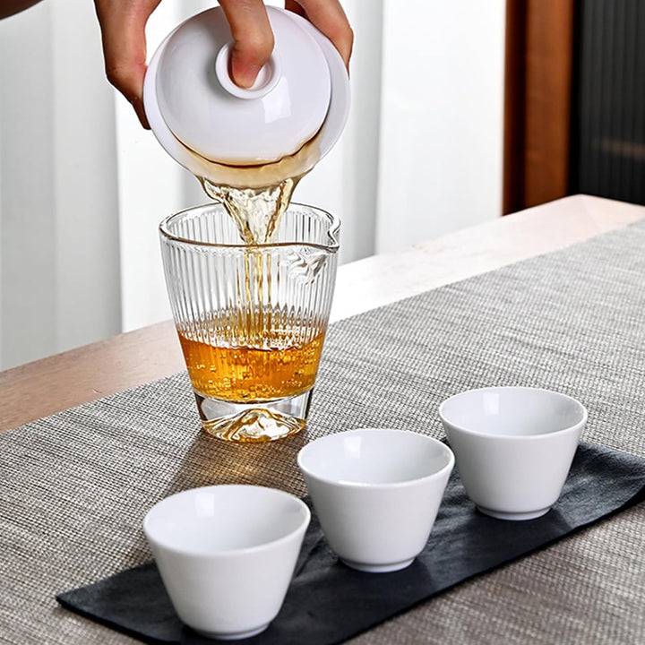 Gaiwan Teeservice, tragbares Keramik-Gongfu-Teeservice mit Aufbewahrungstasche für Zuhause, Reisen,