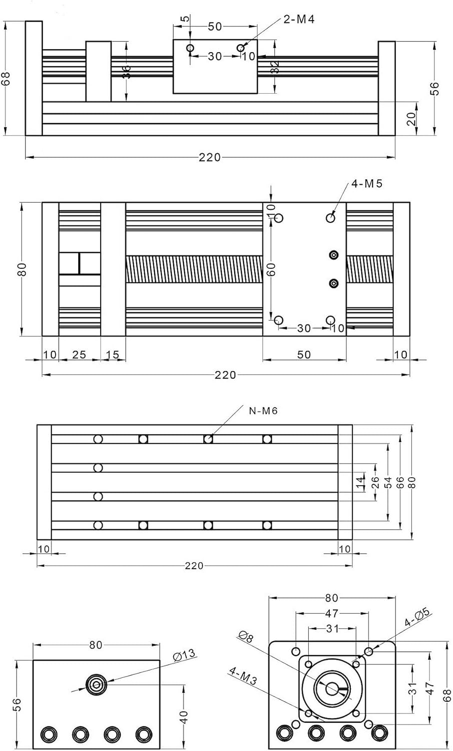 CNCMANS 100mm Effektiver Verfahrlänge Doppelter optischer Achsenführungs-Kugelumlaufspindel SFU1605