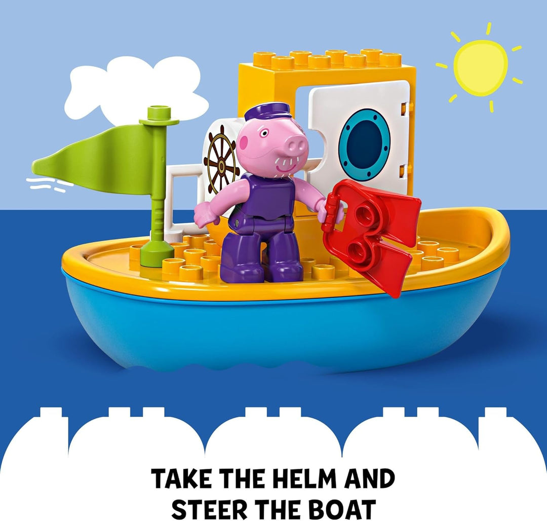LEGO DUPLO 10432 Peppa Pig Bootsausflug Badespielzeug, Baustein-Lernset für Vorschulkinder mit 2 Pep
