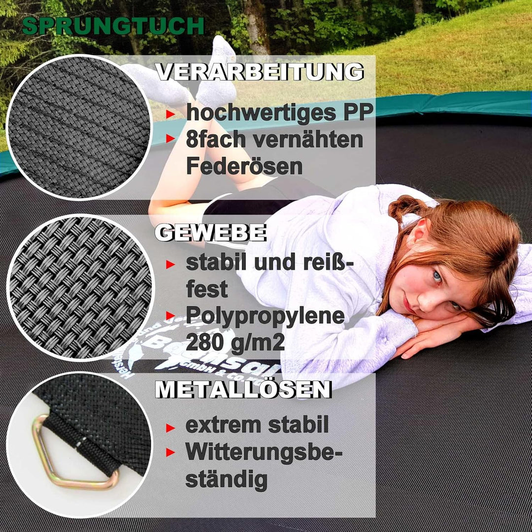 Baunsal® Trampolin Sprungtuch Ø 183 185 244 250 275 277 300 305 366 370 335 337 396 400 427 430 457