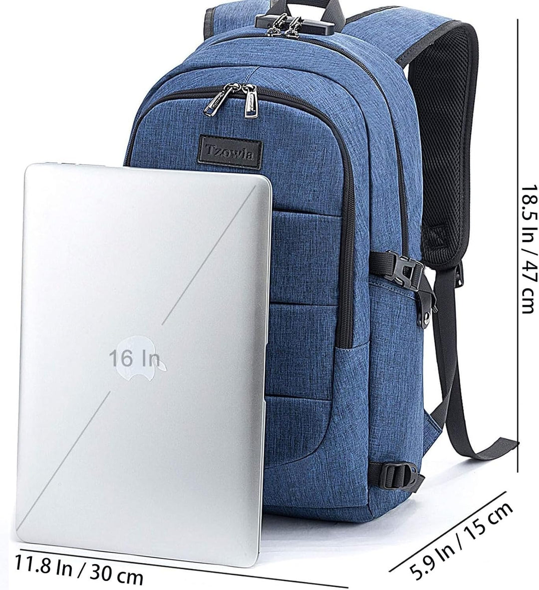 Tzowla Laptop Rucksack Herren und Damen, Reiserucksack Wasserdicht Anti-Diebstahl mit USB-Ladeanschl