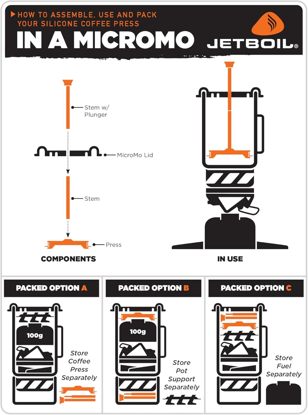 Jetboil Silikon French Press Kaffeebereiter Campingkocher Regular Silikon-Reg: Flash, MicroMo, Reiss