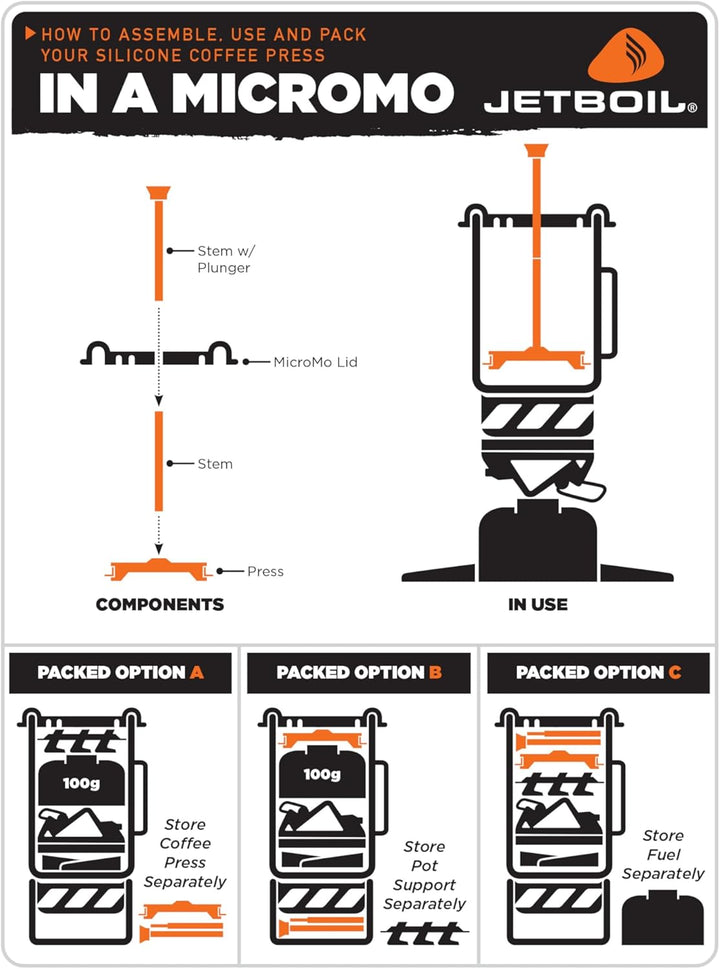 Jetboil Silikon French Press Kaffeebereiter Campingkocher Regular Silikon-Reg: Flash, MicroMo, Reiss