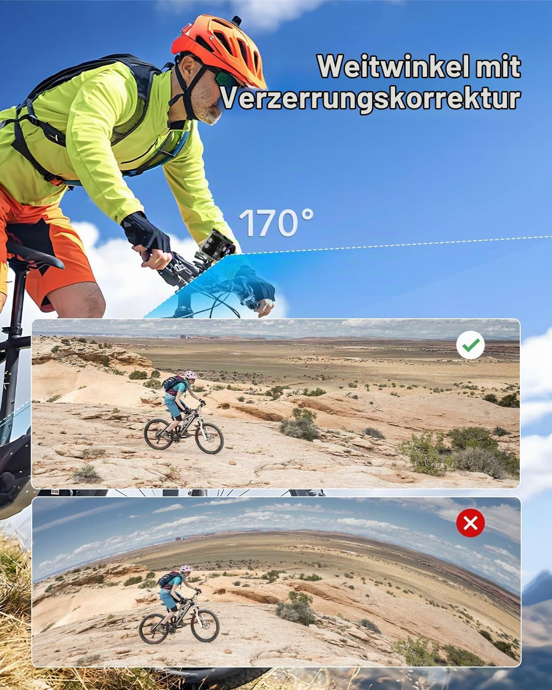 TIMNUT 4K60FPS Action Kamera, 40M wasserdichte Action Cam Unterwasserkamera mit 64 GB SD-Karte, 6-Ac