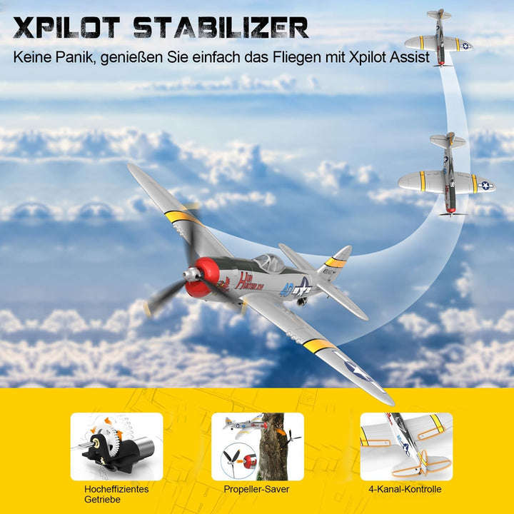 P47 RC Flugzeug,2.4G 4 Kanal Thunderbolt Fighter Ferngesteuertes Flugzeug Kunstflugzeug Modell Spiel