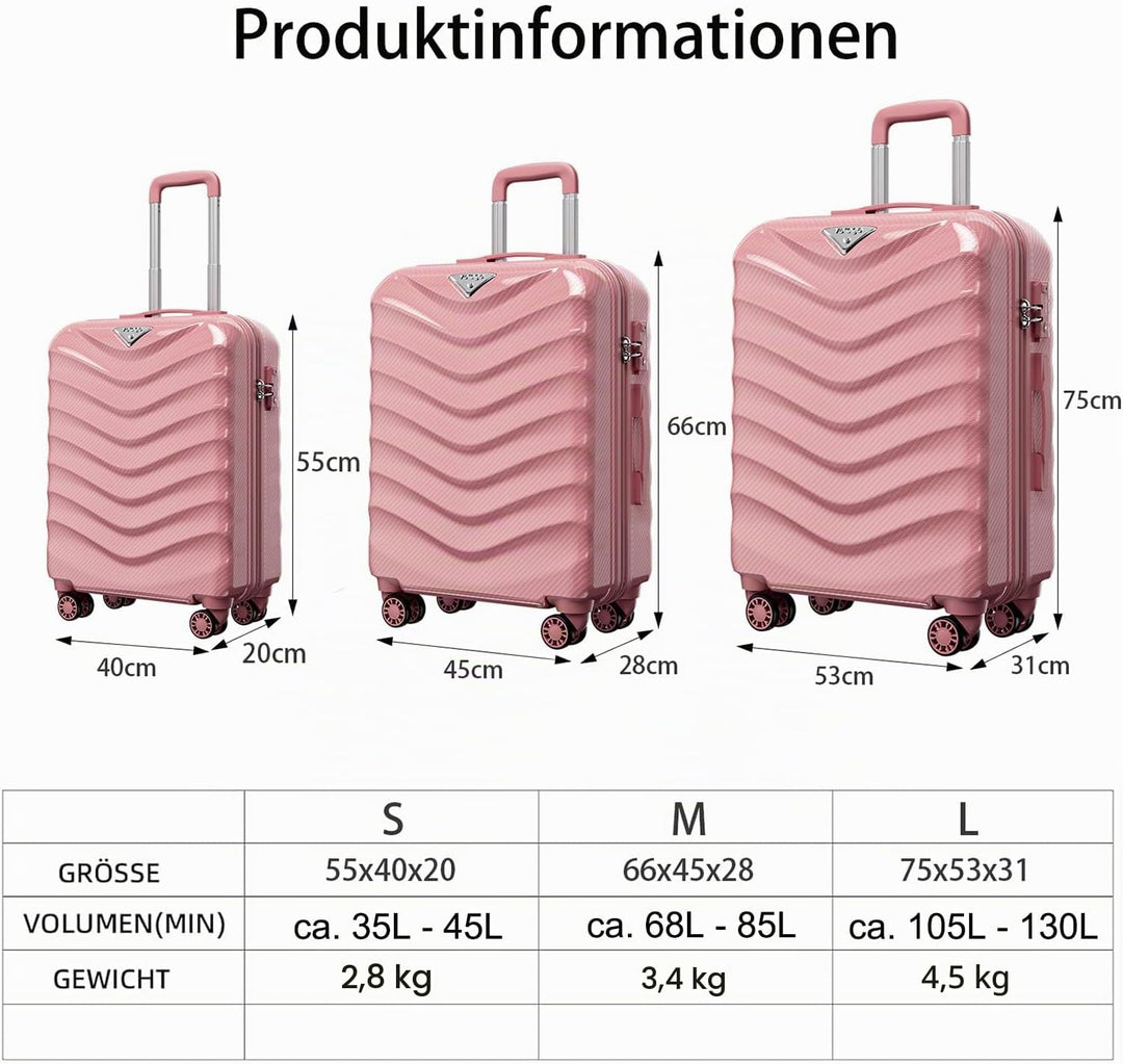 ABISTAB Hartschalen Koffer Mittelgross 66x45x28cm erweiterbar, leicht Koffer &amp; Trolleys, Reisekoffer