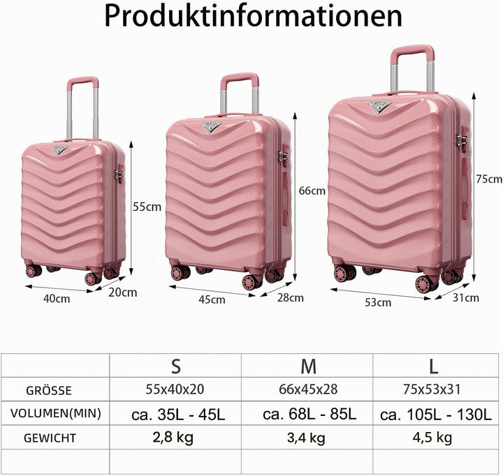 ABISTAB Hartschalen Koffer Mittelgross 66x45x28cm erweiterbar, leicht Koffer &amp; Trolleys, Reisekoffer