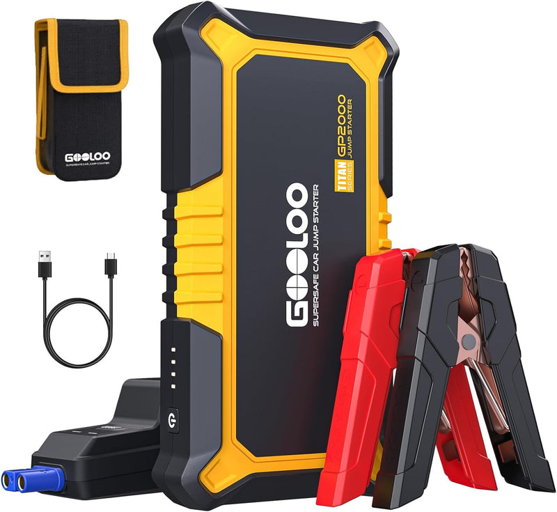 GOOLOO GP2000 Auto Starthilfe Powerbank, 2000A Spitze Starthilfe, Supersafe 12V Booster Auto Starthi