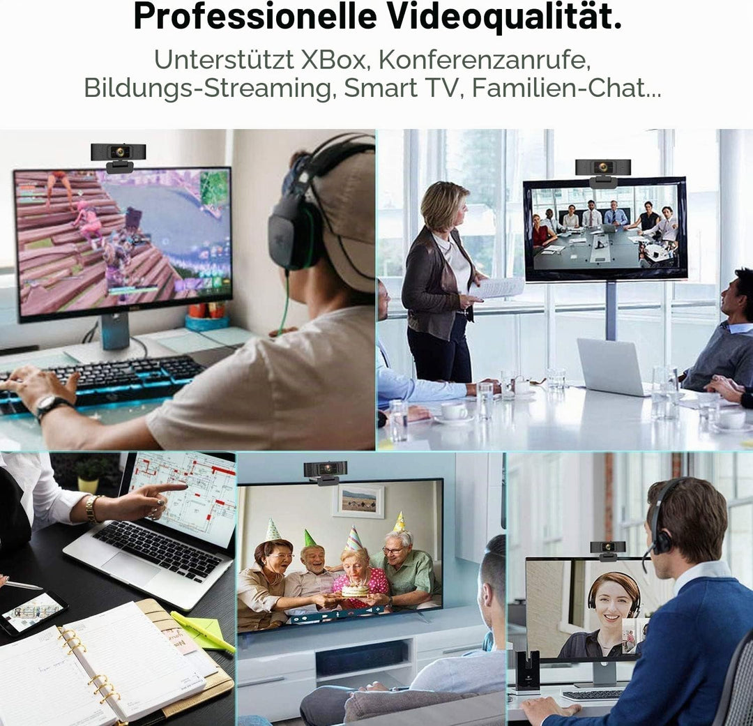 Spedal 1080p Full HD Webcam mit Autofokus, Dual Mikrofon & Privatsphäre Schutz, USB Anschluss, kompa