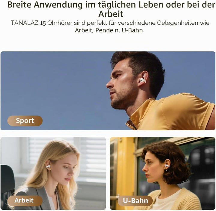 Open-Ear-Kopfhörer I5, Kabellose Bluetooth 6.0 Clip-On-Ohrhörer mit ENC, IPX5 wasserdicht, 36 Std. L