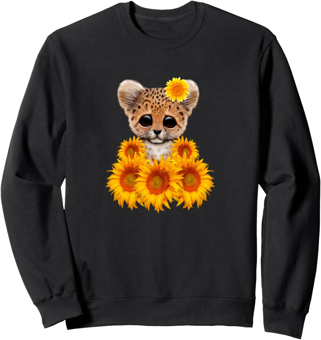 Leopard Sunflower Cute Leopard Love Sonnenblumen Sweatshirt