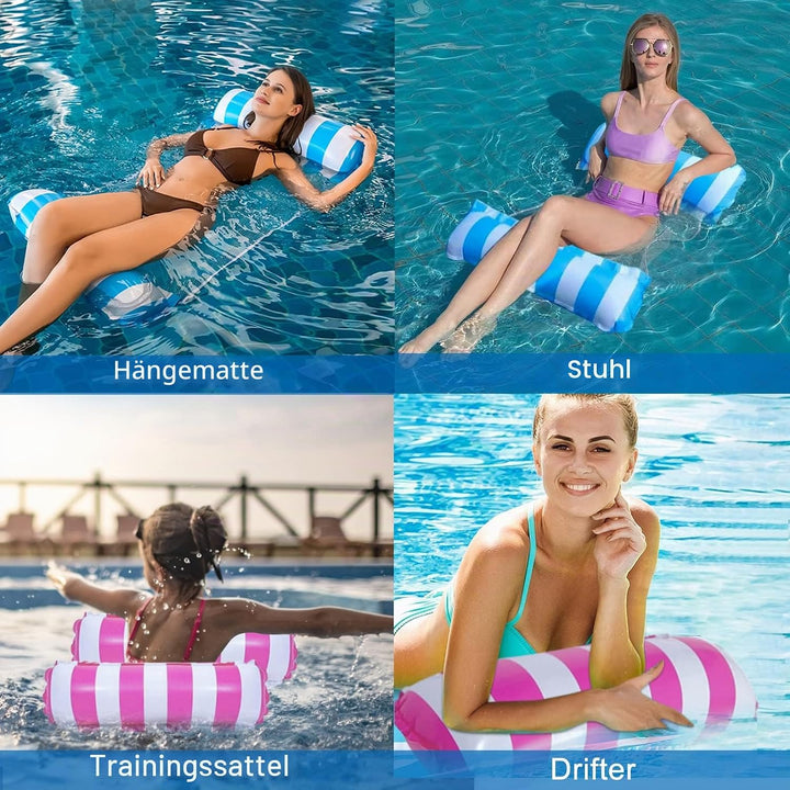 2 Stück Aufblasbare Wasserhängematte Schwimmbett, 4 in 1 Luftmatratze Pool, Wasser Hängematte, Pool