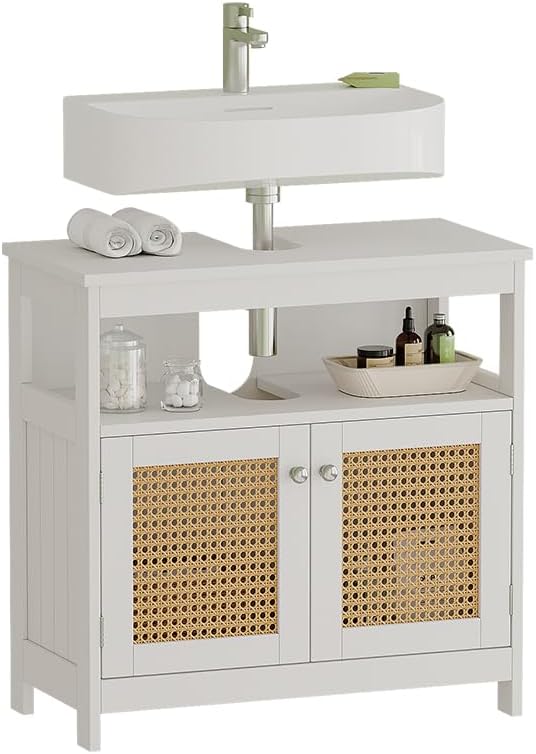 Vicco Waschbeckenunterschrank Rosario, Weiss, 60 x 60 cm mit 2 Türen und offenem Fach Waschtischunte