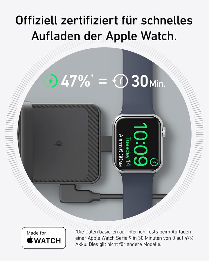 Anker MagGo 3-in-1 Ladestation, Qi2 zertifizierter 15W kabelloser Ladeständer, MagSafe kompatibel, A