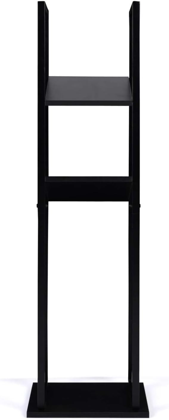 IDMarket - Vertikaler Kaminholzständer aus schwarzem Stahl mit 2 Regalen H.112 cm