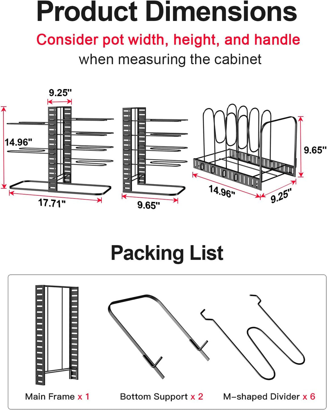 MUDEELA Topf-Organizer, 8 Ebenen verstellbar & extra stabil (38cm Höhe) - Für Küchenschränke und Sch