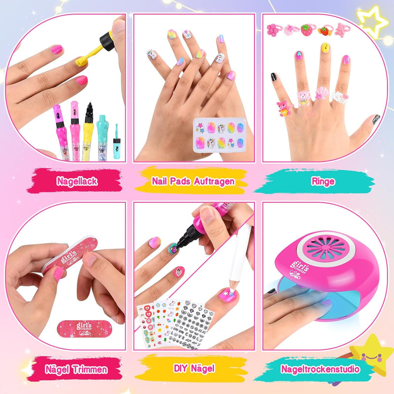 Herefun Nagelstudio Kinder Mädchen, Geschenk Mädchen 6 7 8 9 10 11 12 jahre, Nageldesign Kinder Mädc