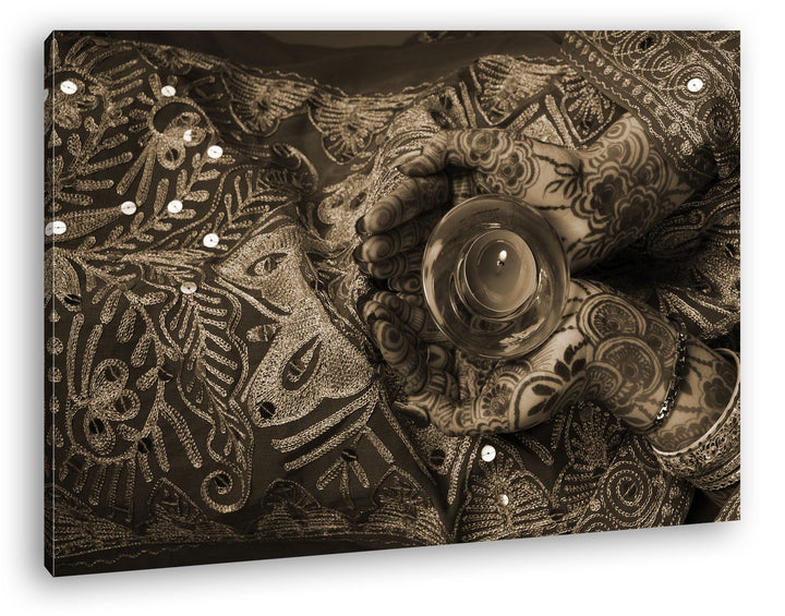 deyoli religiöse Körperbemalung Format: 80x60 Effekt: Sepia als Leinwand, Motiv fertig gerahmt auf E