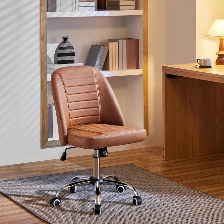Yaheetech Bürostuhl ohne Armlehne Schreibtischstuhl Drehstuhl mit Rollen ergonomischer Schreibtischs