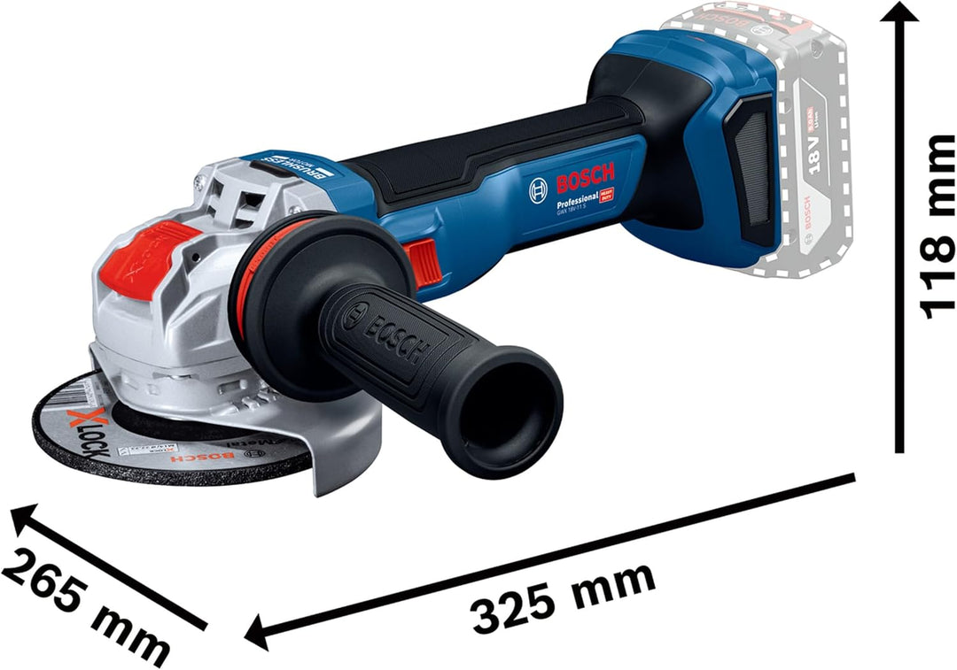 Bosch Professional 18V System Akku-Winkelschleifer mit X-LOCK GWX 18V-11 S (inkl. Vibration Control