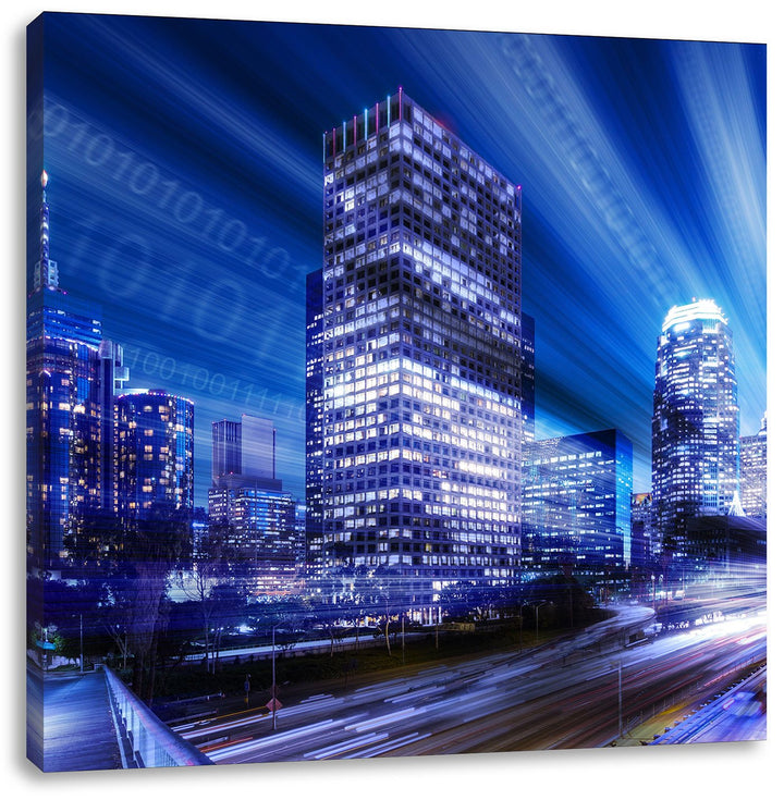 Los Angeles Matrix, Format: 70x70 auf Leinwand, XXL riesige Bilder fertig gerahmt mit Keilrahmen, Ku