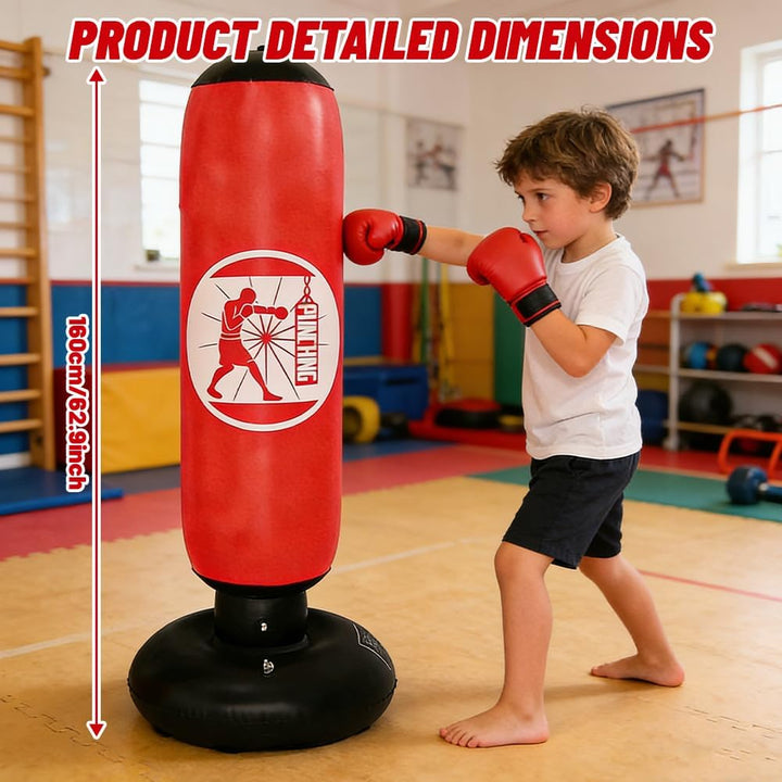 Boxsack für Kinder, 160cm Aufblasbarer Standboxsack Geschenk für Jungen und Mädchen