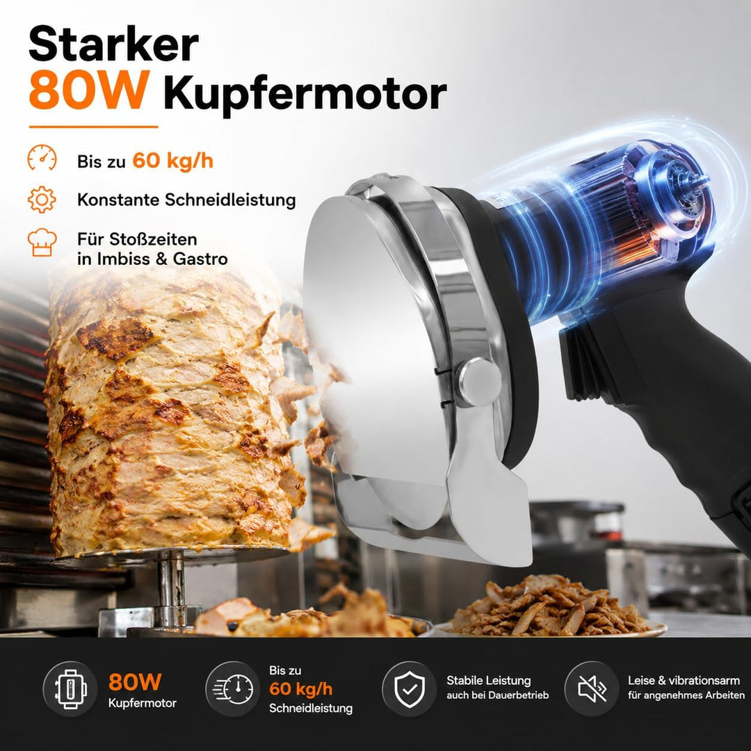 80w Kebabmesser, kabellos dönerschneider elektrisches dönermesser schnelles Schneiden döner kebab me