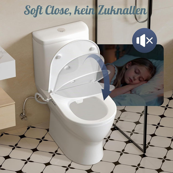 SAMODRA WC Sitz D Form mit Absenkautomatik - Bidet Toilettensitz - Dusch WC Aufsatz Bidet Japanische