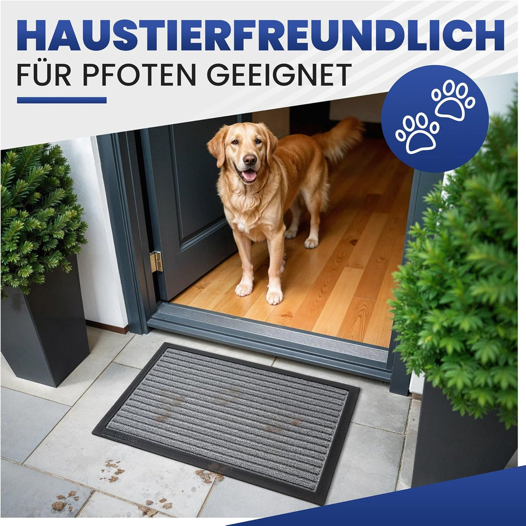 Fussmatte aussen - extrem rutschfest & langlebig - Fussabtreter aussenbereich grau 40x60cm - Türmatt