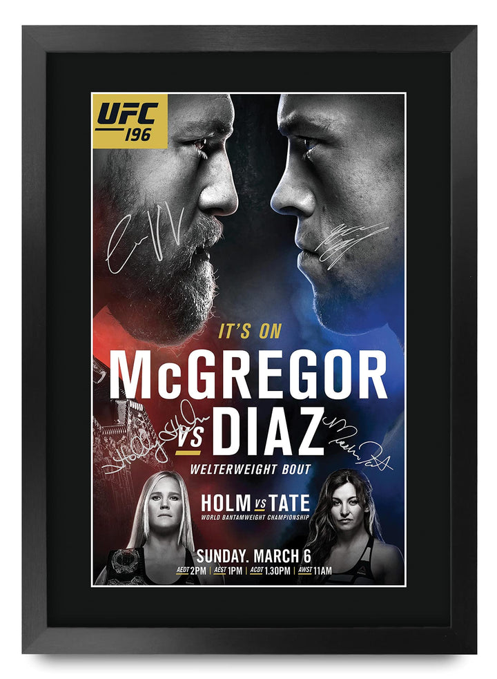 HWC Trading A3 FR UFC 196 Programm-Plakat Conor McGregor Nate Diaz Holly Holm Miesha Tate Signed Ges