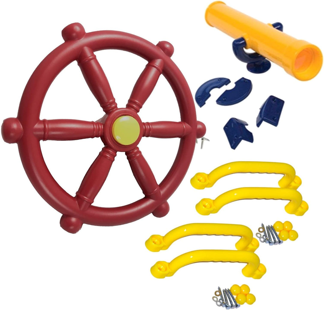 Zubehörset für Spielturm Lenkrad + Fernrohr + 4 Handgriffe Sparset