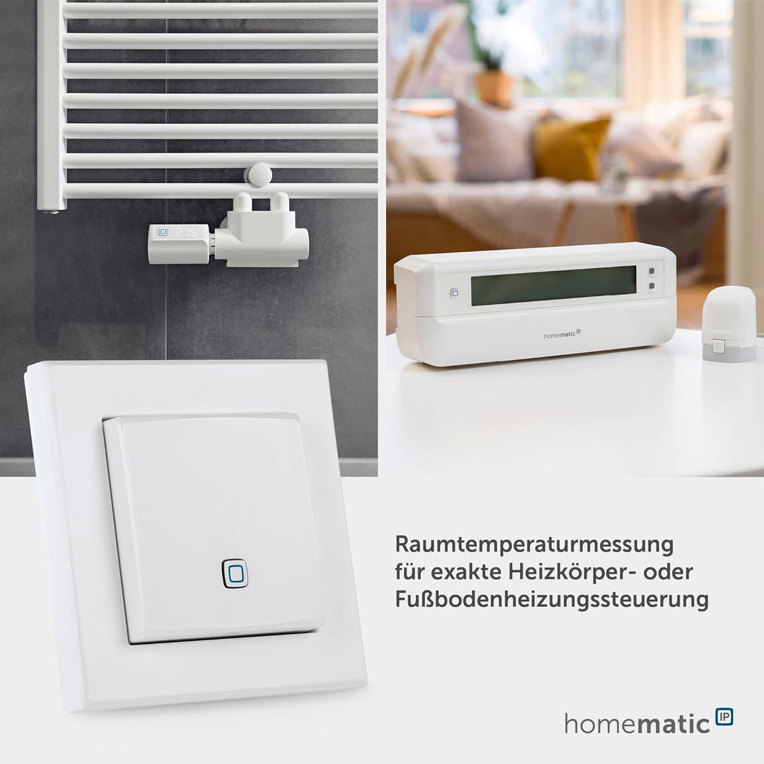Homematic IP Smart Home Temperatur- und Luftfeuchtigkeitssensor – innen, steuert digital Heizkörper/
