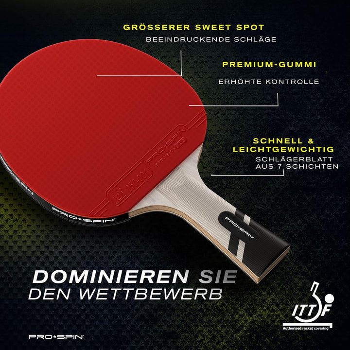 PRO SPIN Tischtennisschläger - Carbon Profischläger, Überlegener Präzision, Spin - Profi-Obergummi,